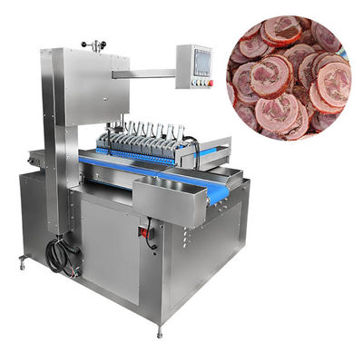 Máquina industrial de sierra de carne con doble hoja para cortar carnes frescas y congeladas deshuesadas y deshuesadas