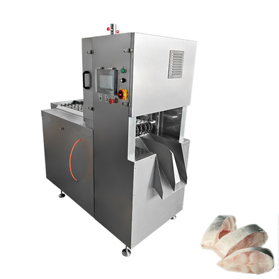 Cortadora de sierra de cinta automática de carne con 8 piezas de cuchillas y máquina cortadora de pescado congelado con panel táctil