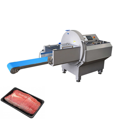 Máquina para cortar carne industrial y cortadora de trozos para cortar carne congelada con transportador de alimentación