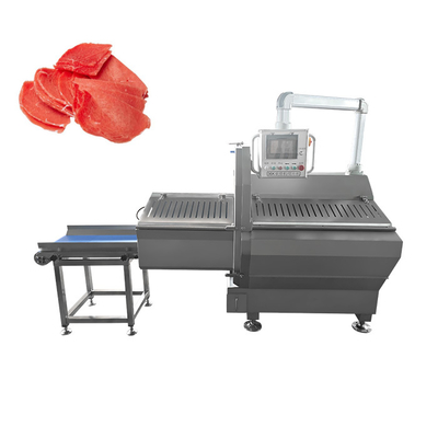 Cortadora de carne horizontal JY-36K con cinta transportadora de salida para rebanar carne de res y cerdo congelados