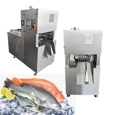 Máquina de sierra de cinta vertical automática de 6 cuchillas para cortar pescado congelado con control de pantalla táctil